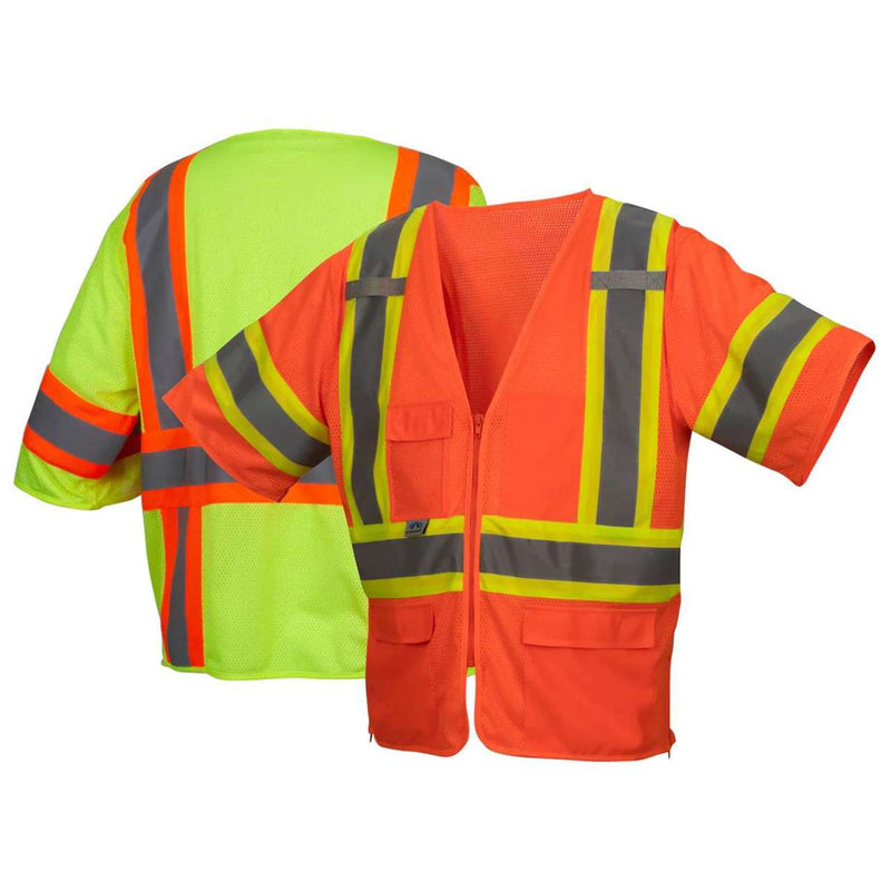 Pyramex RVZ36 Type R Class 3 Hi-Vis Two-Tone Mesh Safety Vest, view 4 of 7