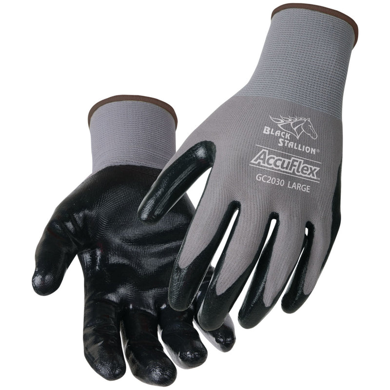 Black Stallion GC2030 AccuFlex Nitrile-Coated Nylon Glove, GC2030-GY, Gray/Black, view 1 of 2