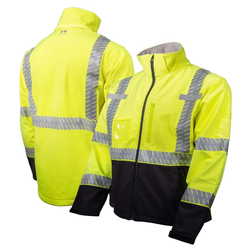 Pyramex RJ40 Type R Class 3 Hi-Vis Waterproof Fleece Lined Softshell Jacket, view 1 of 3