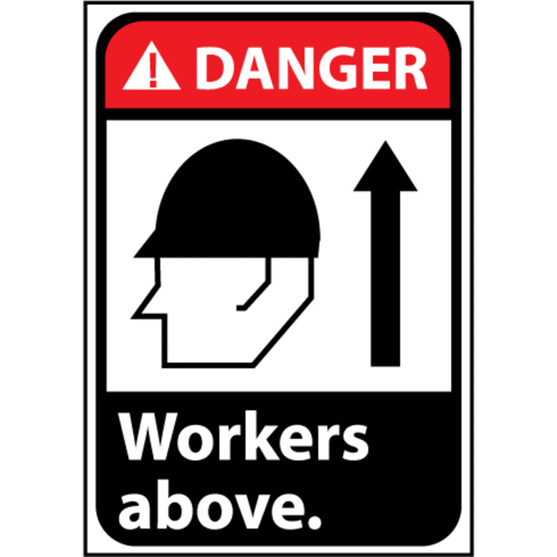 Danger Workers Above, Graphic 10x7 Pressure Sensitive Vinyl Sign, view 1 of 1