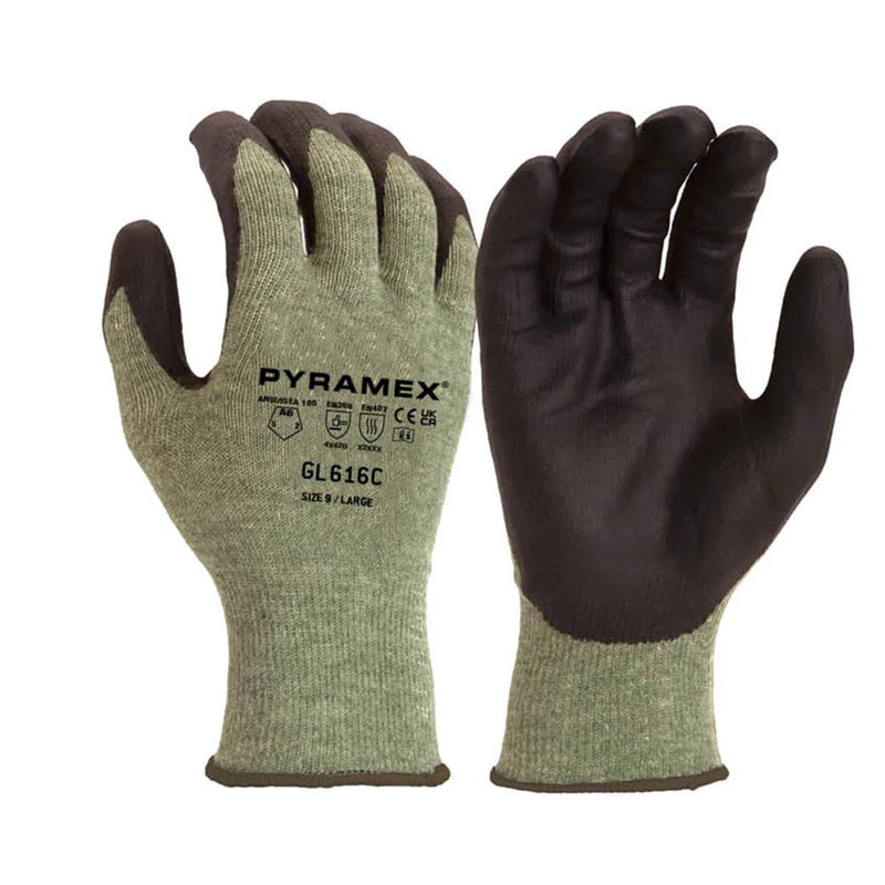 Pyramex GL616C A6 Cut Micro-Foam Nitrile Dipped Gloves, Green, view 1 of 3