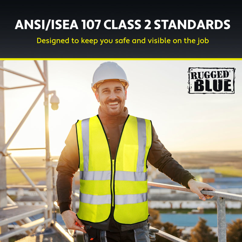 Rugged Blue Type R Class 2 Hi-Vis Double Stripe Mesh Safety Vest, view 3 of 8