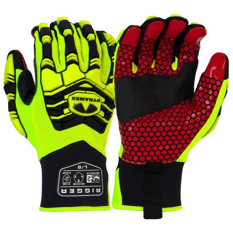 Pyramex GL807HT Synthetic Leather Level 2 Impact Gloves, Hi-Vis Green, view 1 of 4