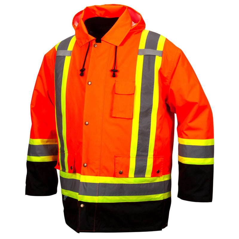 Pyramex RC7P35 Type R Class 3 Hi-Vis Waterproof 7-in-1 Parka with X-Back, Hi-Vis Orange, view 1 of 8