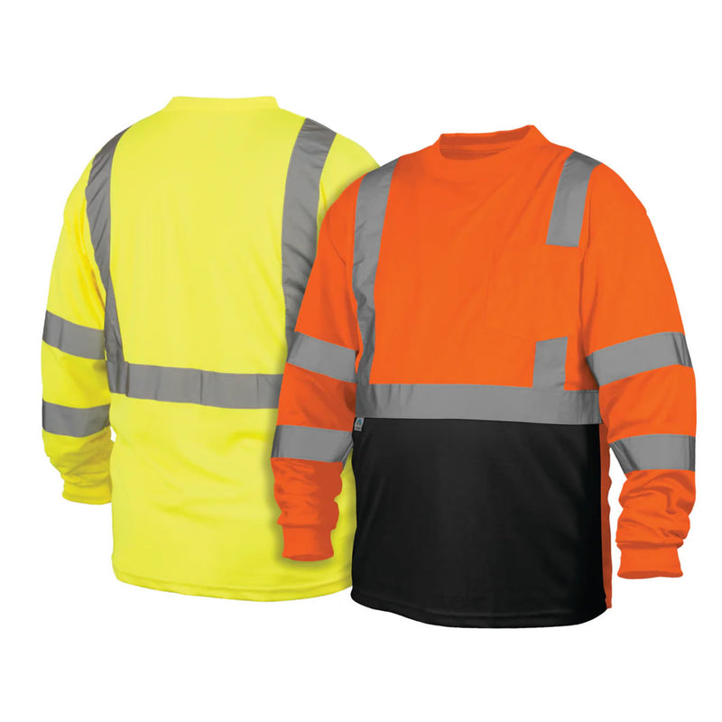 Pyramex RLTS31B Type R Class 3 Hi-Vis Black Bottom Long Sleeve T-Shirt, view 2 of 6