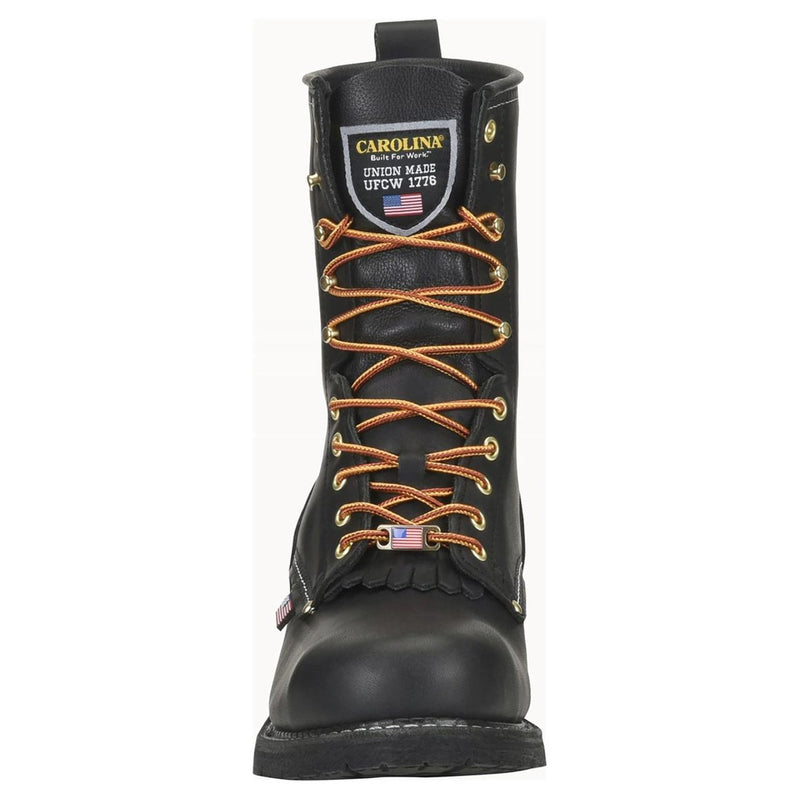 Carolina Men's Maple 9" Logger EH Plain Toe Boots, 922, Made in USA, Black, view 3 of 7
