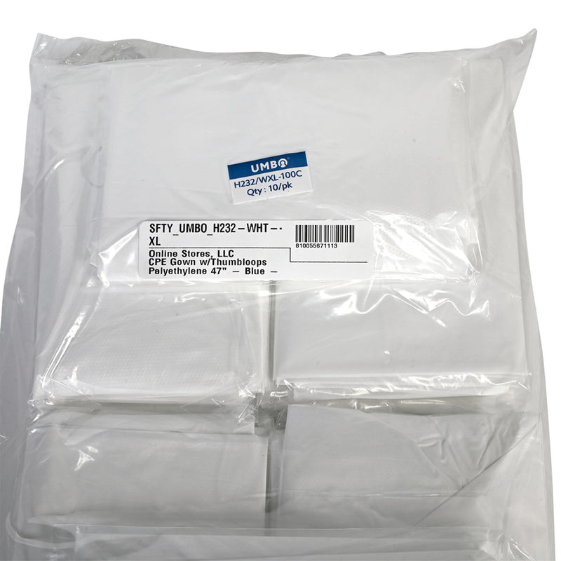 UMBO 47" Polyethylene CPE Gown with Thumb Loops - H232 - Pack of 10, view 11 of 18