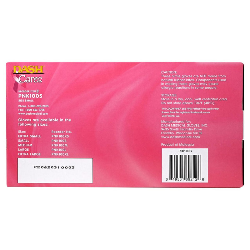 DASH Alasta Shimmer Nitrile Exam Grade Disposable Gloves, Pink, 3.9 mil, Box of 100, view 12 of 12