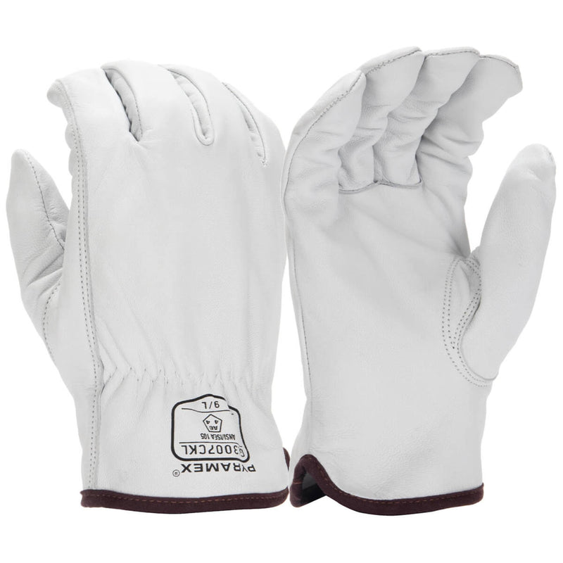 Pyramex GL3007CK Premium Grain Goatskin Leather Driver HPPE A6 Cut Gloves, White, view 1 of 3