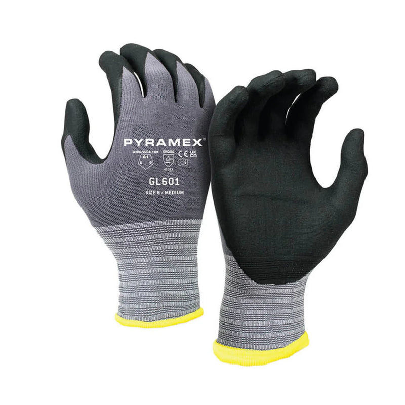 Pyramex GL601 Micro-Foam Nitrile Dipped Gloves, Gray, view 1 of 3
