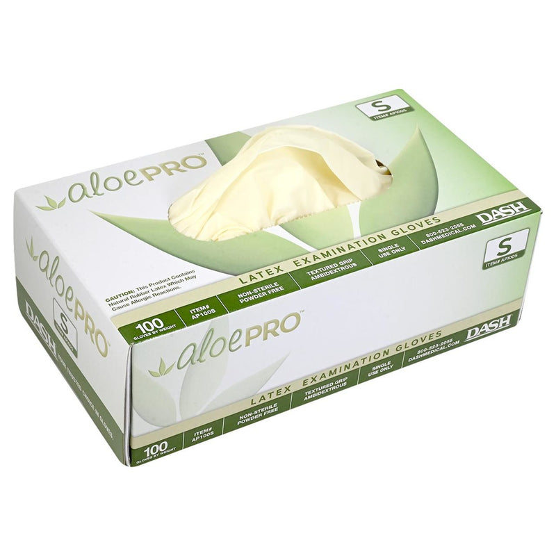 DASH AloePro Latex Exam Grade Disposable Gloves, Natural, 5.1 mil, Box of 100, view 9 of 11