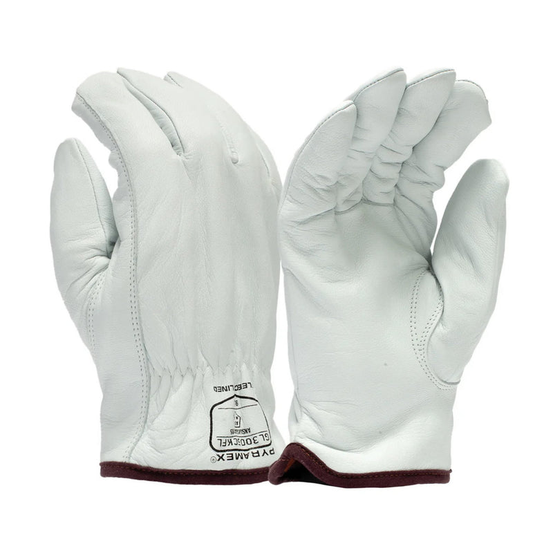 Pyramex GL3006CKF Insulated Premium Grain Goatskin HPPE A5 Cut Leather Driver Gloves, White, view 1 of 3