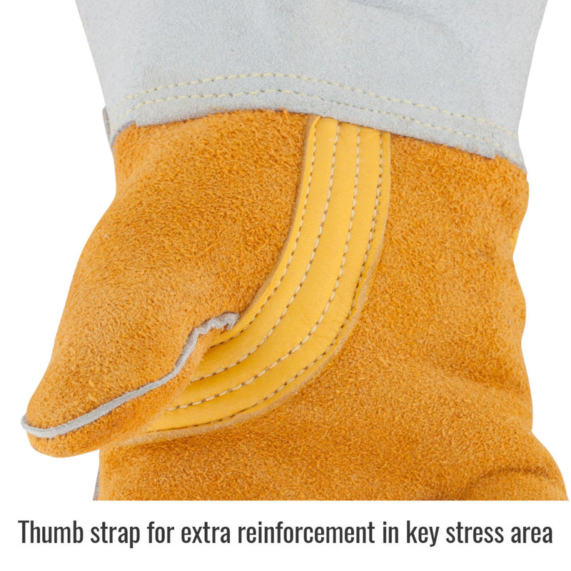 Black Stallion 850 Premium Grain Elkskin Stick Welding Gloves with Nomex Lined Back, Yellow, view 3 of 11