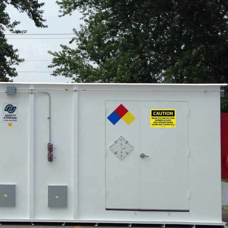 Caution Wear Eye Protection Rubber Gloves And Aprons When Handling Chemicals 10x14 .040 Aluminum Sign, view 2 of 2