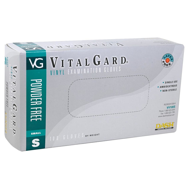 DASH VitalGard Vinyl Exam Grade Disposable Gloves, Clear, 3.9 mil, Box of 100, view 9 of 11