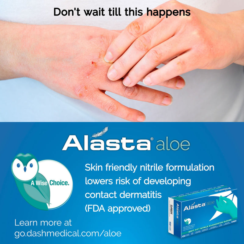 DASH Alasta Aloe Nitrile Exam Grade Disposable Gloves, Chemo Tested, Green, 3.9 mil, Box of 100, view 3 of 14
