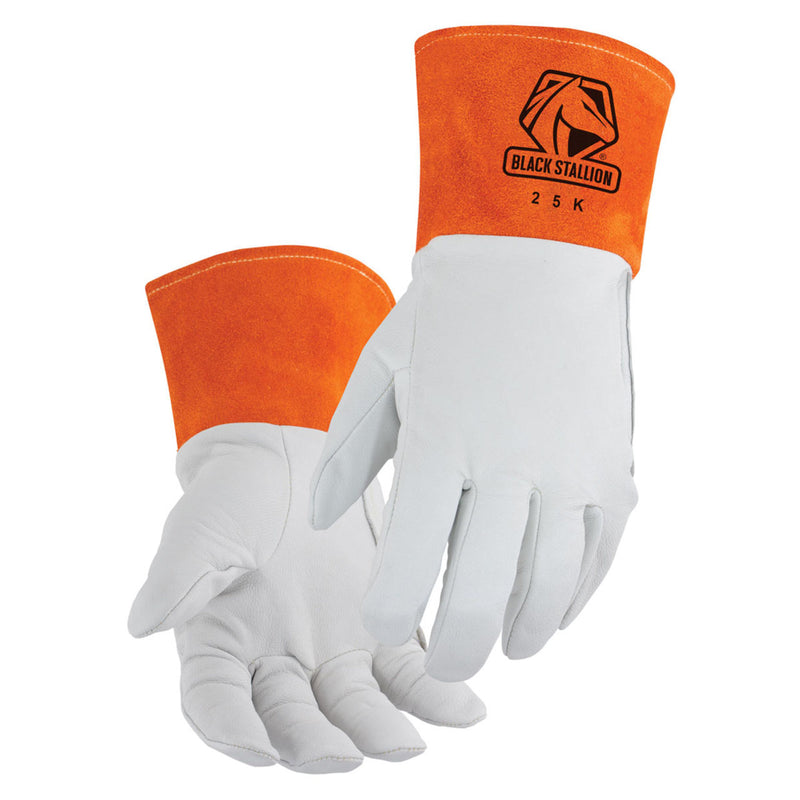 Black Stallion 25K Premium Grain Kidskin TIG Welding Gloves with DragPatch, Natural, view 1 of 5