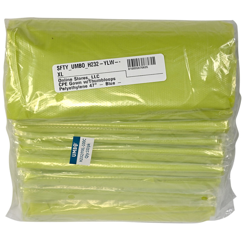 UMBO 47" Polyethylene CPE Gown with Thumb Loops - H232 - Pack of 10, view 15 of 18