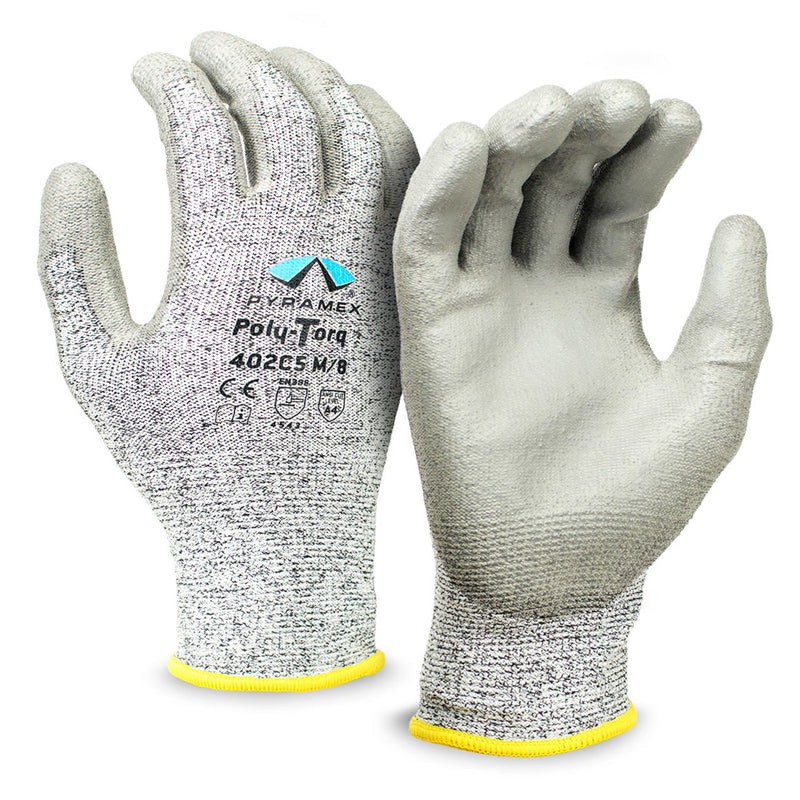 Pyramex GL402C5 A4 Cut Polyurethane Dipped Gloves, Gray, view 1 of 2