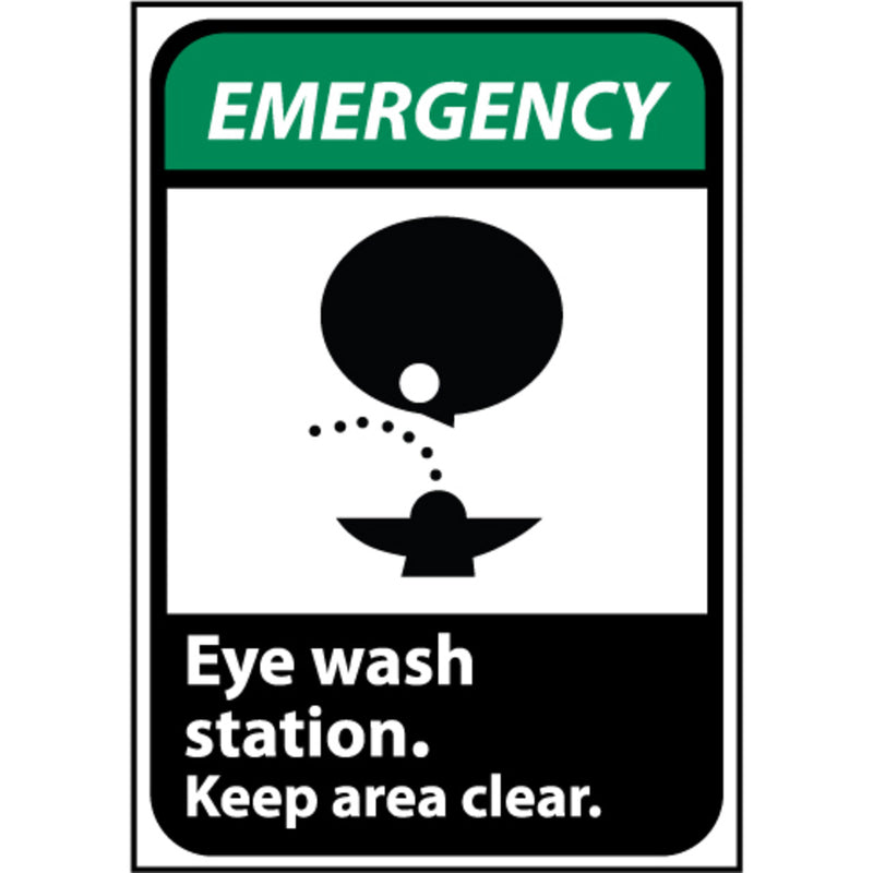 Emergency Eye Wash Station Keep Area Clear Graphic, 10x7 Rigid Plastic Sign, view 1 of 1