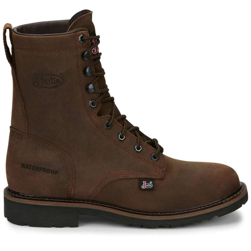 Justin Men's Drywall 8" Waterproof EH Soft Toe Boots, SE960, Brown, view 1 of 6
