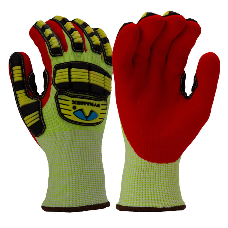 Pyramex GL612C Hi-Vis Insulated A5 Cut Sandy Nitrile Dipped Level 2 Impact Gloves, Hi-Vis Green, view 1 of 3