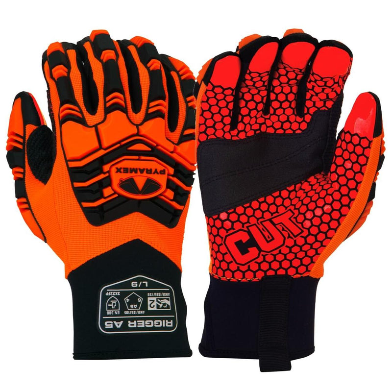 Pyramex GL807CHT Synthetic Leather A5 Cut Level 2 Impact Gloves, Hi-Vis Orange, view 1 of 4