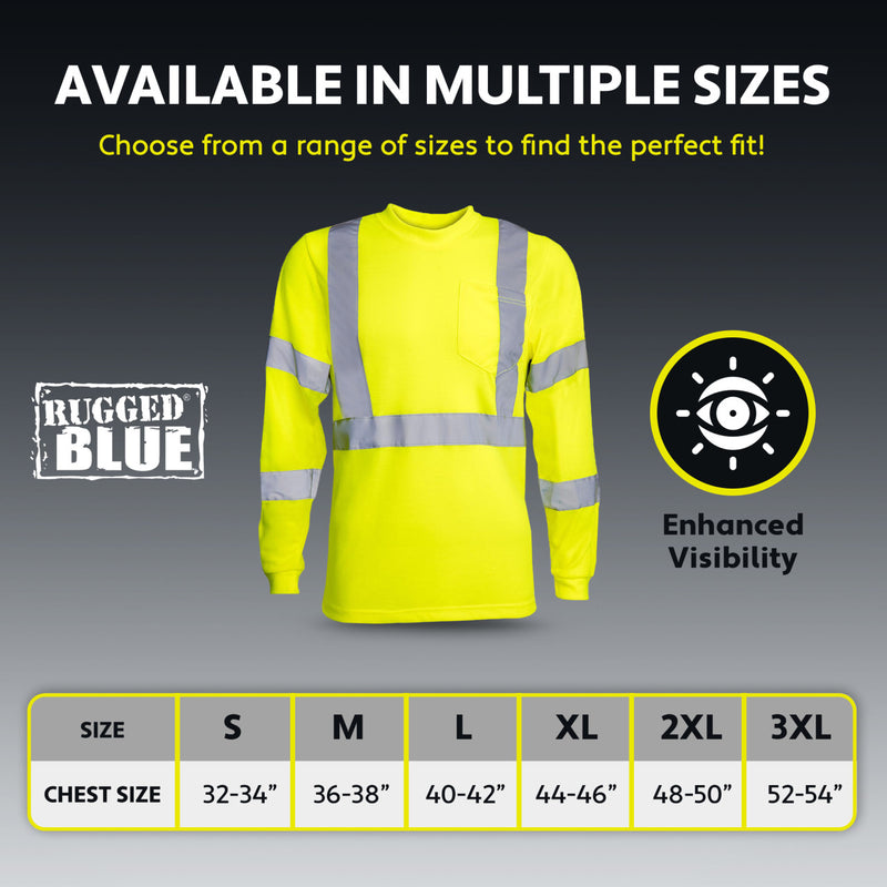 Rugged Blue Type R Class 3 Hi-Vis Long Sleeve Shirt, Hi-Vis Yellow, view 8 of 8
