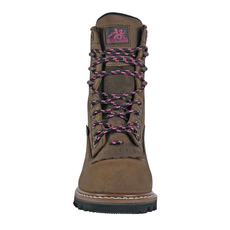Moxie Trades Women's Mareen 8" Logger Waterproof Composite Toe Boots, MT28028, Brown, view 4 of 8