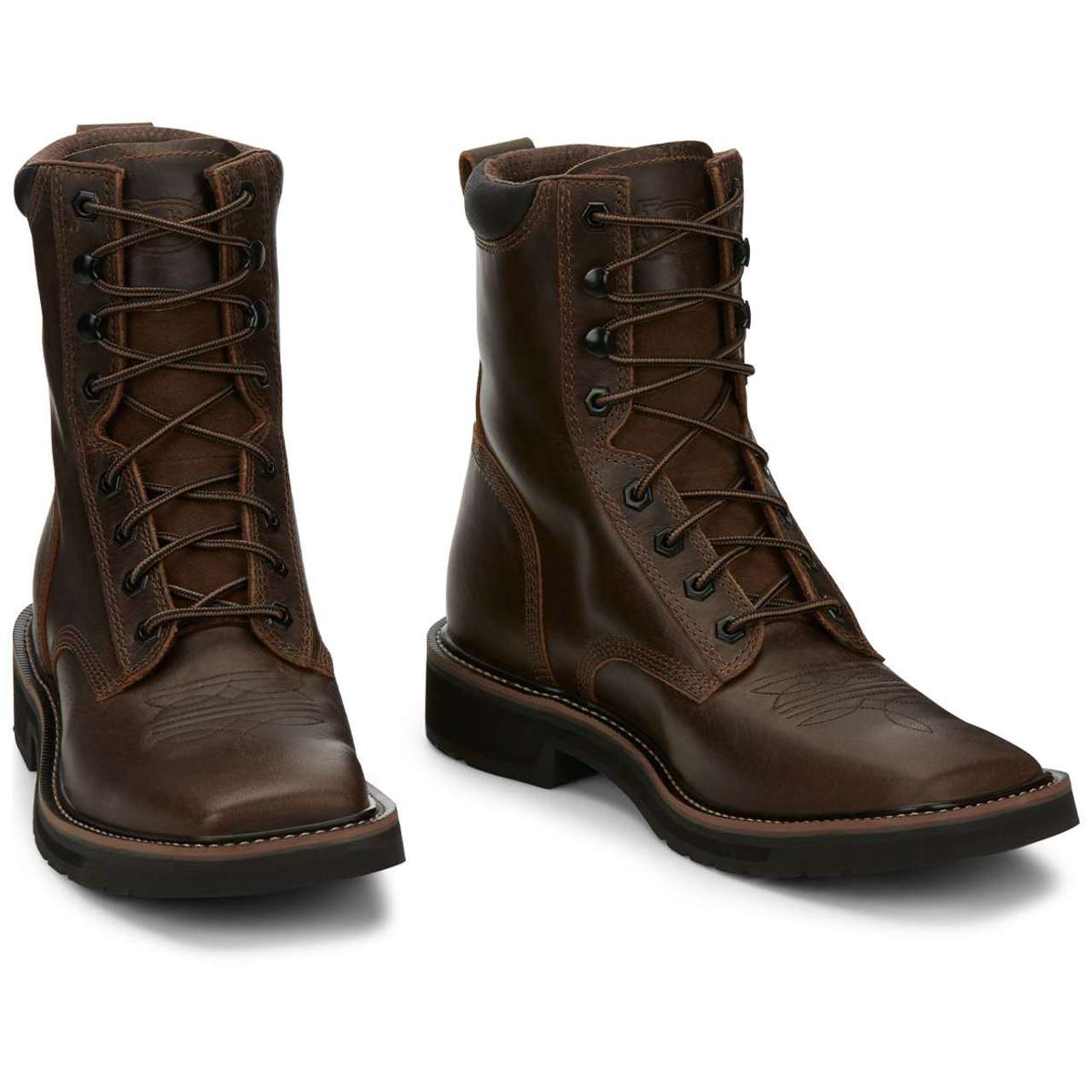 Justin Men's Pulley 8" EH Soft Toe Boots, SE681, Brown Justin Men's Pulley 8" EH Soft Toe Boots, SE681, Brown