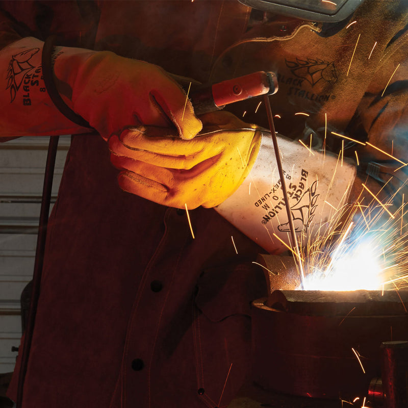 Black Stallion 850 Premium Grain Elkskin Stick Welding Gloves with Nomex Lined Back, Yellow, view 4 of 11