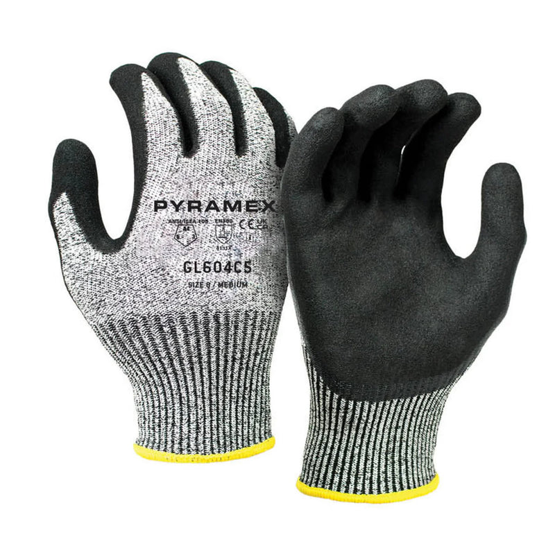 Pyramex GL604C5 CorXcel A4 Cut Sandy Nitrile Dipped Gloves, Gray, view 1 of 3