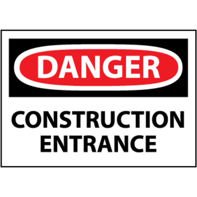 Danger Construction Entrance, 14x20 Rigid Plastic Sign, view 1 of 1