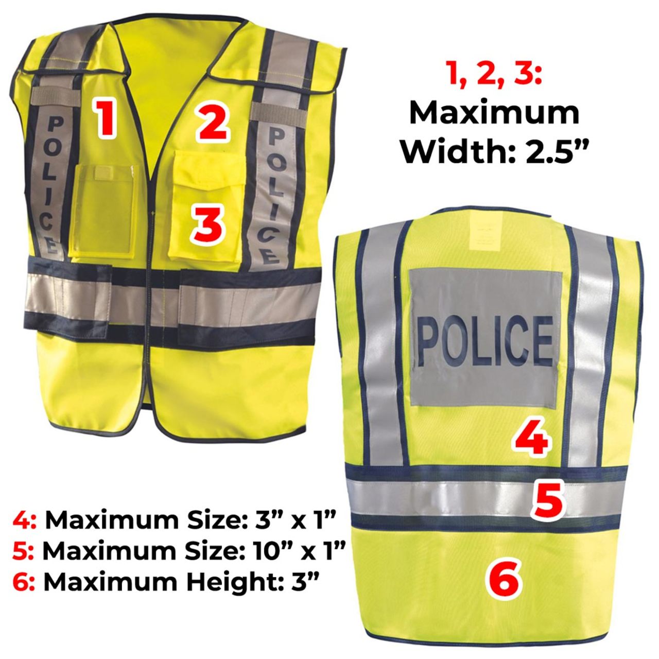 Custom OccuNomix Type P Class 2 Hi-Vis Public Safety Police Vest, LUX-PSP Custom OccuNomix Type P Class 2 Hi-Vis Public Safety Police Vest, LUX-PSP