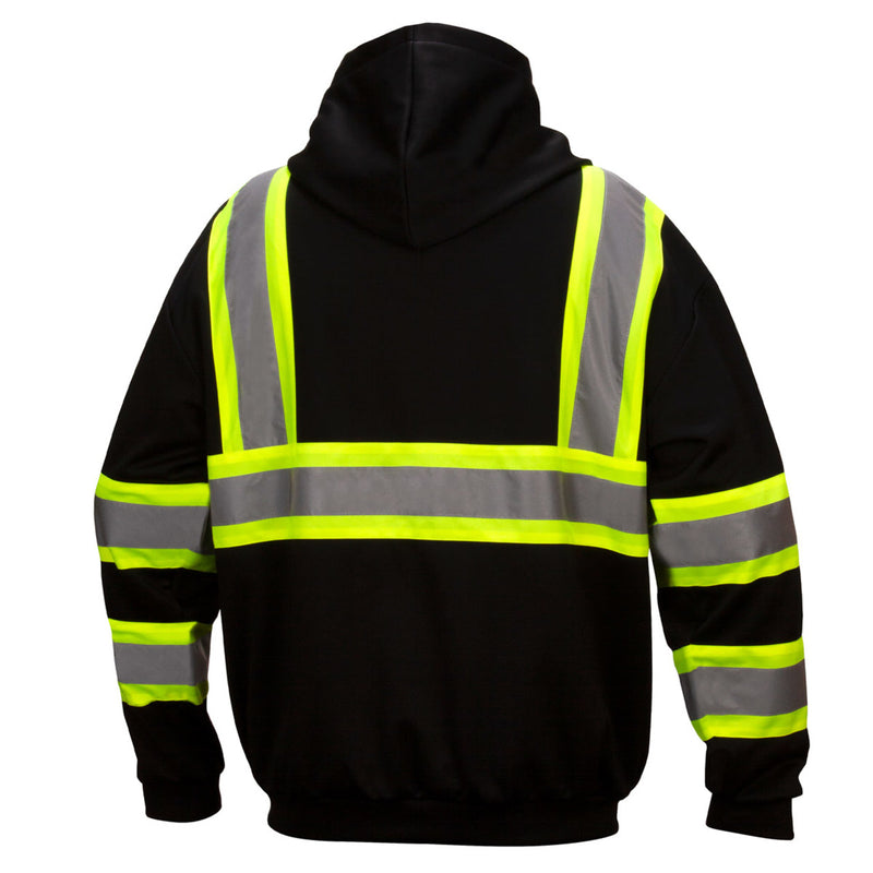 Pyramex RSZH34 Type O Class 1 Enhanced Visibility Black Zip Hooded Sweatshirt, view 2 of 5
