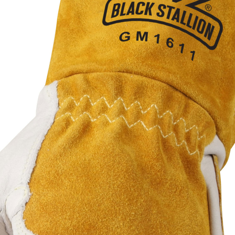 Black Stallion MIG Welding Gloves w/Reinforced Palm, GM1611-WT, Natural/White, view 3 of 6