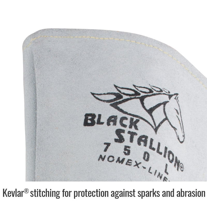 Black Stallion 750 Pearl White Premium Grain Elkskin Stick Welding Gloves with Nomex Lined Back, White, view 2 of 4
