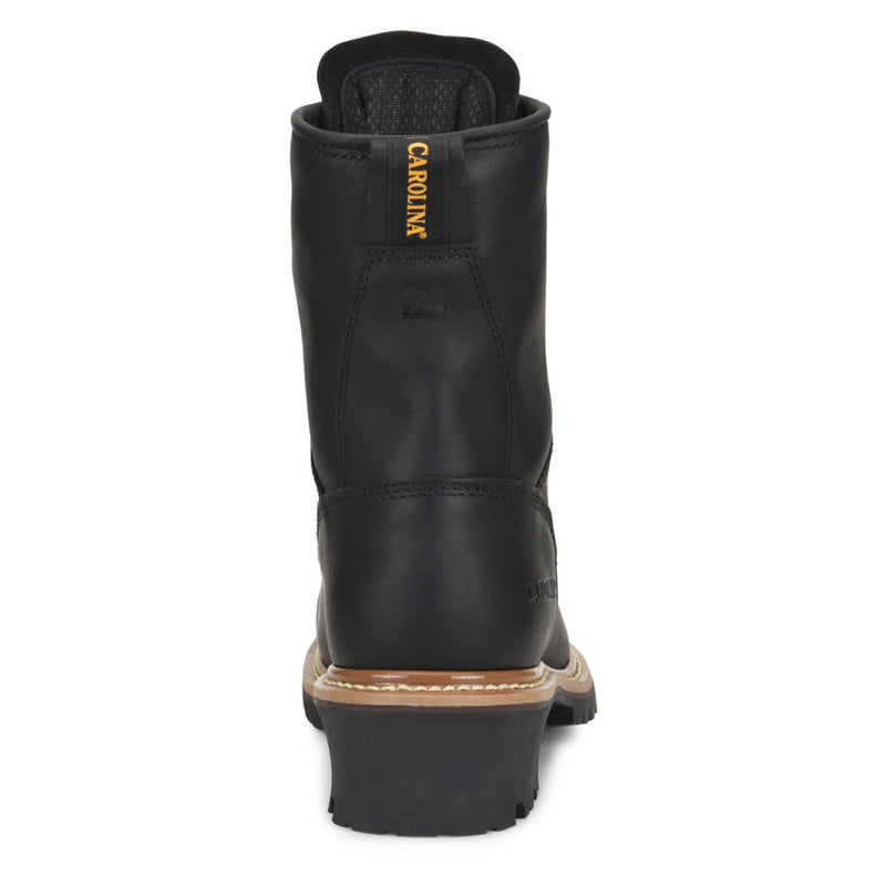 Carolina Men's Spruce 8" Logger Waterproof EH Steel Toe Boots, CA9823, Black, view 6 of 7