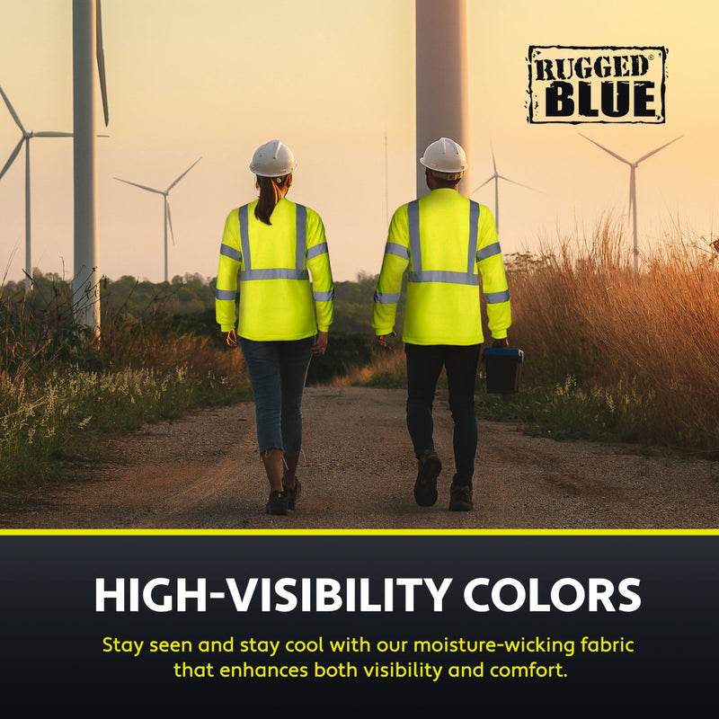 Rugged Blue Type R Class 3 Hi-Vis Long Sleeve Shirt, Hi-Vis Yellow, view 4 of 8
