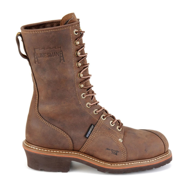 Carolina Men's Linesman 10" Waterproof EH Composite Toe Boots, CA1904, Cork Harness, view 1 of 6