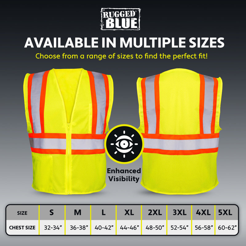 Rugged Blue Type R Class 2 Hi-Vis Two-Tone Mesh Safety Vest, view 7 of 8