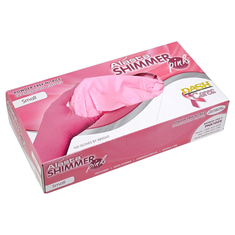 DASH Alasta Shimmer Nitrile Exam Grade Disposable Gloves, Pink, 3.9 mil, Box of 100, view 11 of 12