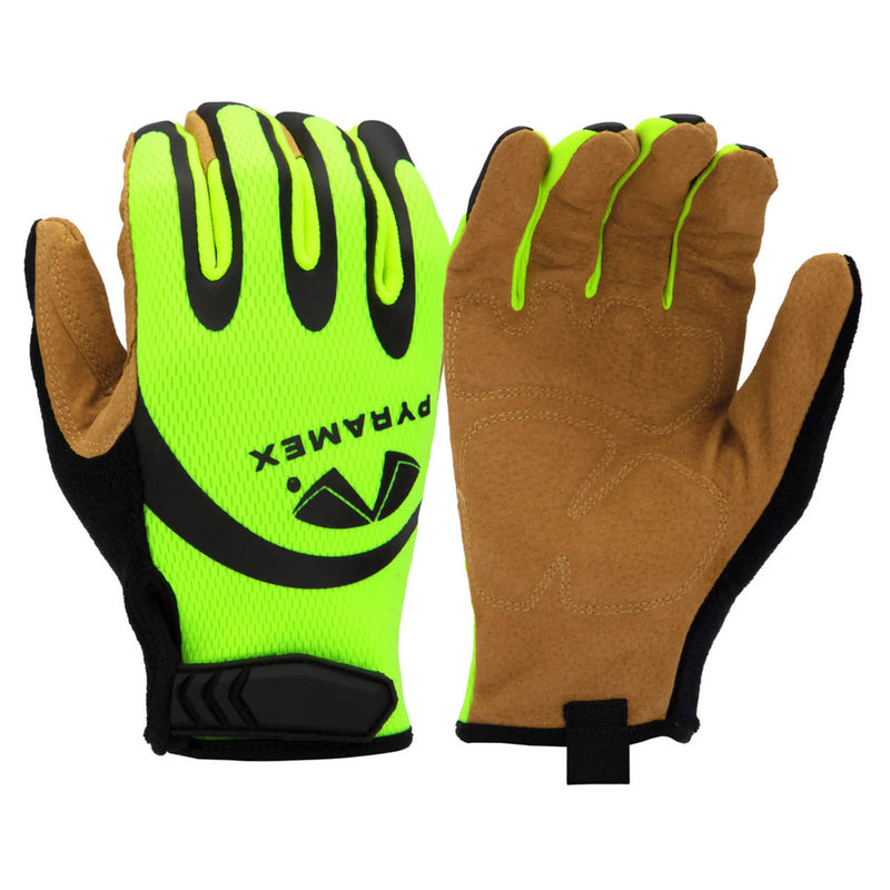 Pyramex GL104HT A1 Cut Resistant Work Gloves, Hi-Vis Green/Black, view 1 of 7