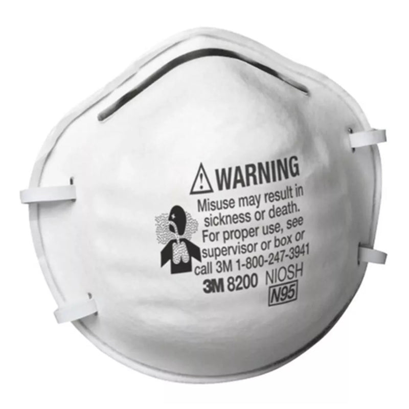 3M 8200 N95 Industrial Respirator, USA Made, White, view 1 of 4