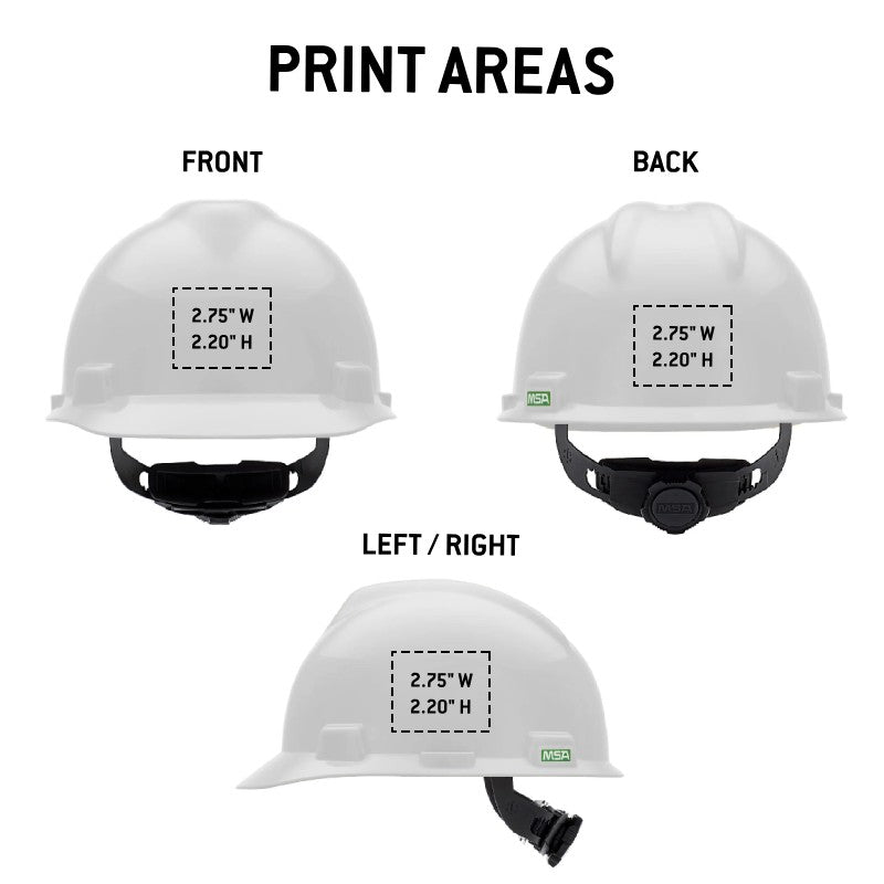 Custom MSA V-Gard Cap Style Hard Hat, Fas-Trac III Ratchet Suspension Custom MSA V-Gard Cap Style Hard Hat, Fas-Trac III Ratchet Suspension