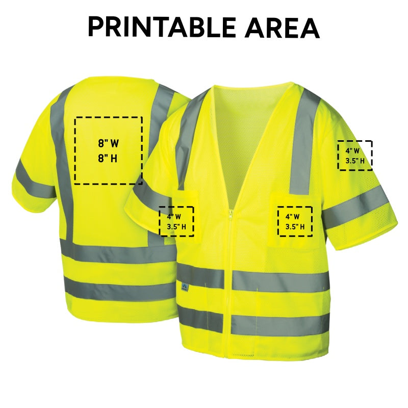 Custom Pyramex Safety RVZ31 Type R Class 3 Hi-Vis Mesh Safety Vest Custom Pyramex Safety RVZ31 Type R Class 3 Hi-Vis Mesh Safety Vest