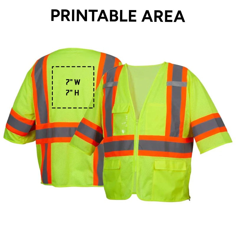 Custom Pyramex Safety RVZ36 Type R Class 3 Hi-Vis Two-Tone Mesh Safety Vest Custom Pyramex Safety RVZ36 Type R Class 3 Hi-Vis Two-Tone Mesh Safety Vest