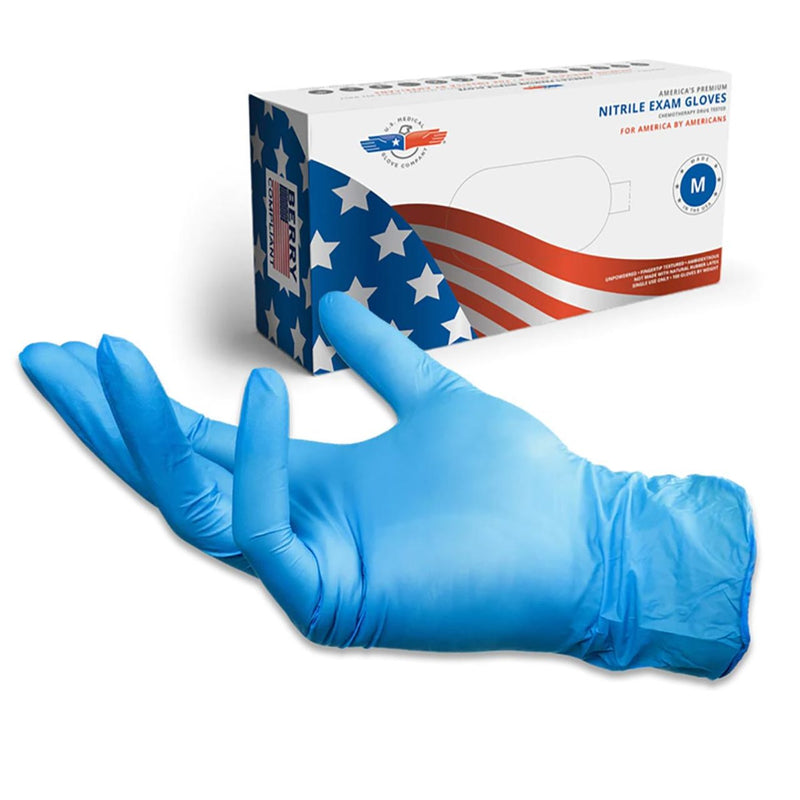 Disposable Nitrile Exam Gloves, 4 mil, Made in USA, Blue, Box of 100, view 1 of 7