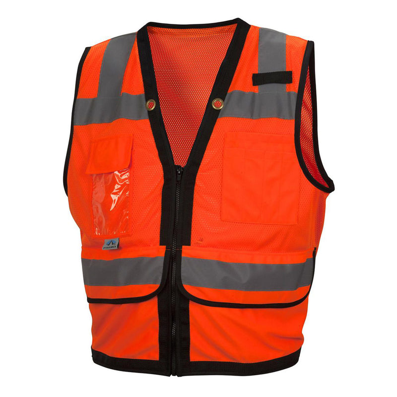 Pyramex RVZ28 Type R Class 2 Hi-Vis Black Trim Mesh Safety Vest, view 3 of 6