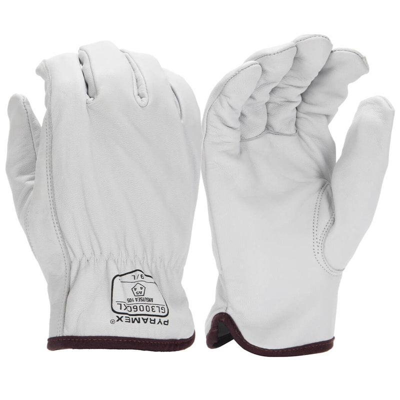 Pyramex GL3006CK Premium Grain Goatskin Leather Driver HPPE A5 Cut Gloves, White, view 1 of 3